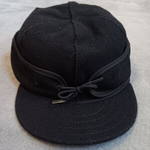 Stormy Kromer Black Wool Blend Cap Mens Size 7 1/4, USA Farm Barn Chore Fall Hat